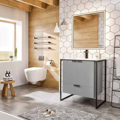 Moma 24 in. Gray  Wall Mount Single Sink Bath Vanity with Solid Surface Top and Integrated Sink