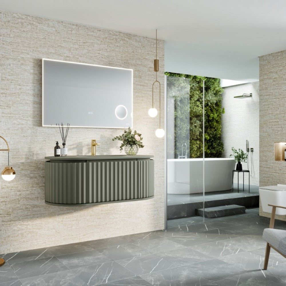 Haven 39 in. Green Wall Mount Single Sink Bath Vanity with Solid Surface Top and Integrated Sink