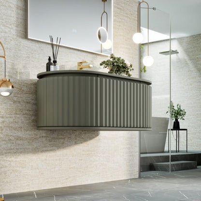 Haven 39 in. Green Wall Mount Single Sink Bath Vanity with Solid Surface Top and Integrated Sink