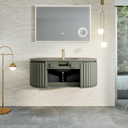 Haven 39 in. Green Wall Mount Single Sink Bath Vanity with Solid Surface Top and Integrated Sink