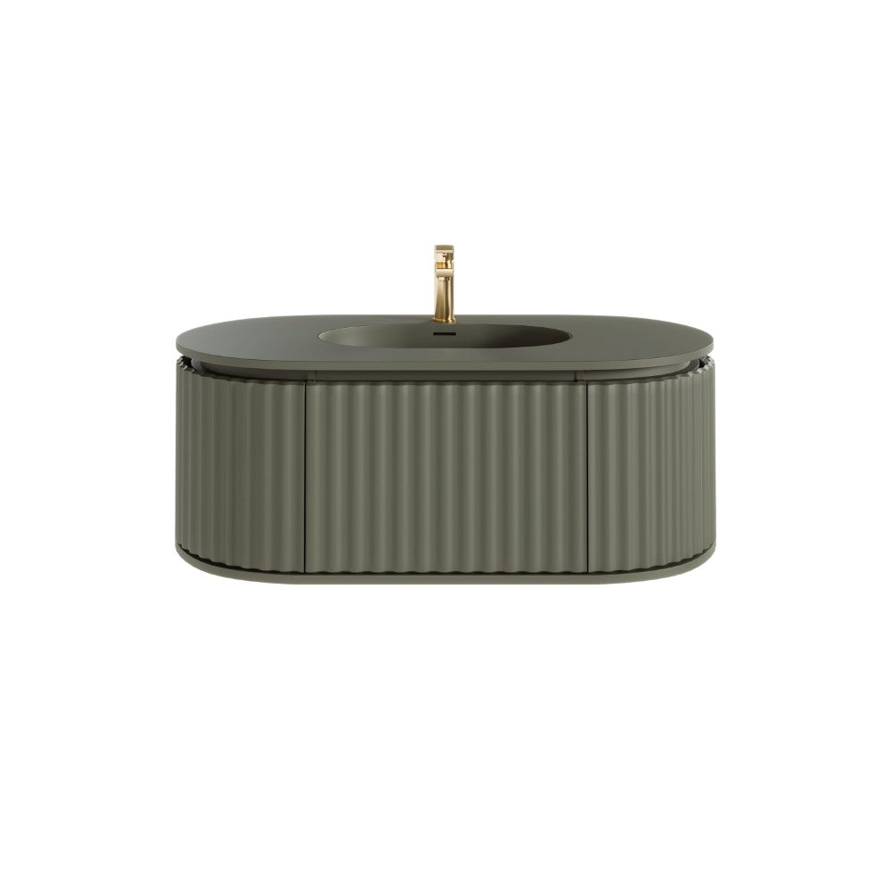 Haven 39 in. Green Wall Mount Single Sink Bath Vanity with Solid Surface Top and Integrated Sink