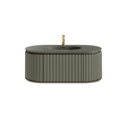 Haven 39 in. Green Wall Mount Single Sink Bath Vanity with Solid Surface Top and Integrated Sink