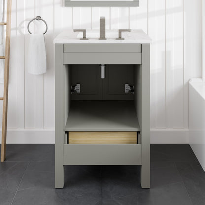 Aberdeen 30 in. Gray Single Sink Bath Vanity with Carrara Quartz Top and Undermount Porcelain Sink