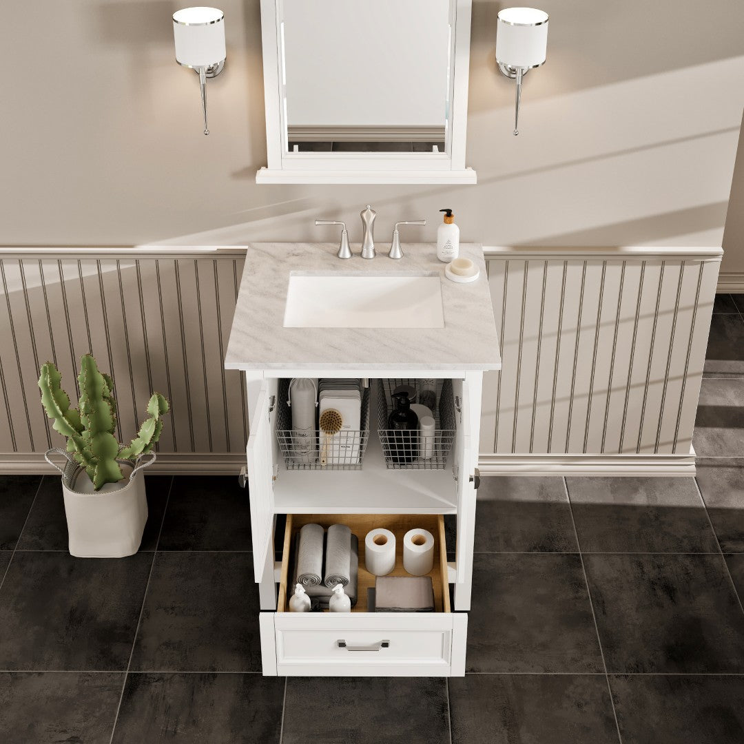 Eviva Britney 24 Inch Transitional White Bathroom Vanity