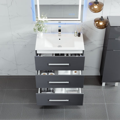 Libra 28 in. Gray Single Sink Bath Vanity with Porcelain Top and Integrated Sink