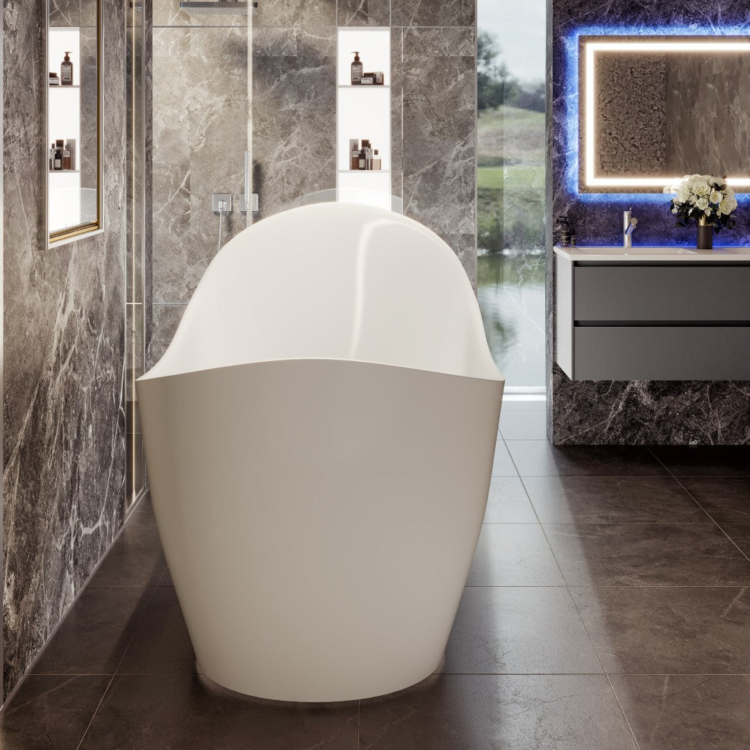 Eviva Lisa 67" Glossy White Acrylic Freestanding Bathtub