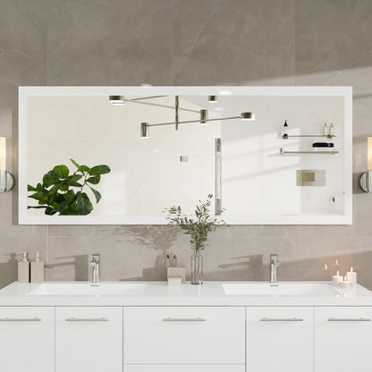 Eviva Sun 72" x 30" Rectangular White Wooden Framed Mirror