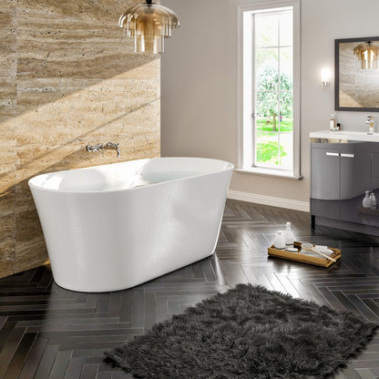 Eviva Emely 60" Glossy White Oval Acrylic Freestanding Bathtub