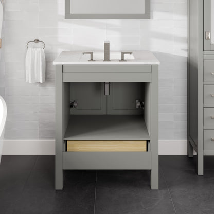 Aberdeen 30 in. Gray Single Sink Bath Vanity with Carrara Quartz Top and Undermount Porcelain Sink