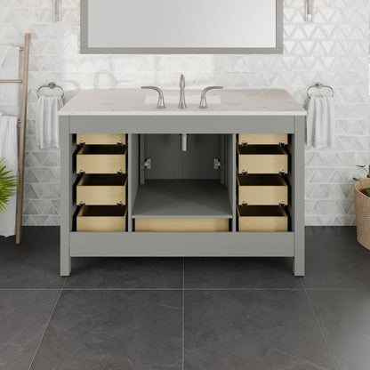 Aberdeen 48 in. Gray Single Sink Bath Vanity with Carrara Quartz Top and Undermount Porcelain Sink