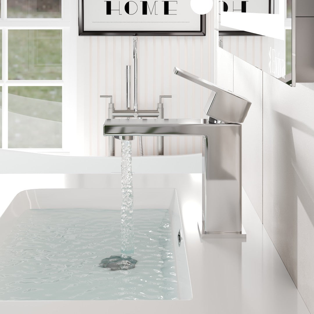 Eviva Ella Single-Handle Waterfall Single-Hole Bathroom Faucet with Deckplate Included in Chrome