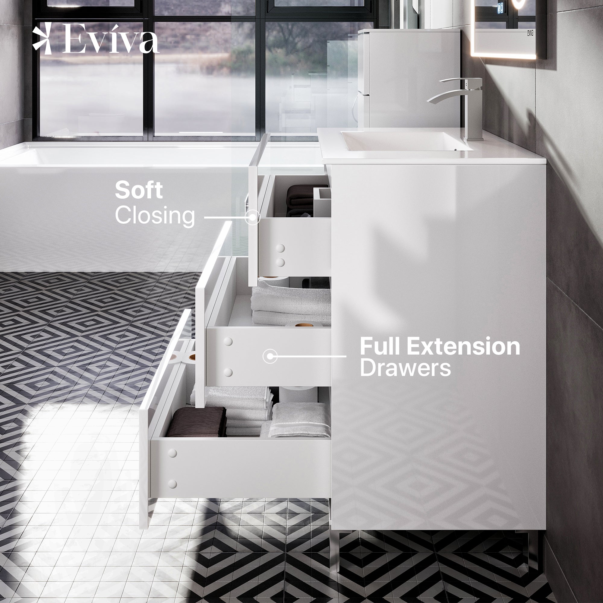 Libra 32 in. White Single Sink Bath Vanity with Porcelain Top and Integrated Sink