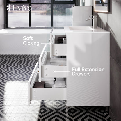 Libra 32 in. White Single Sink Bath Vanity with Porcelain Top and Integrated Sink