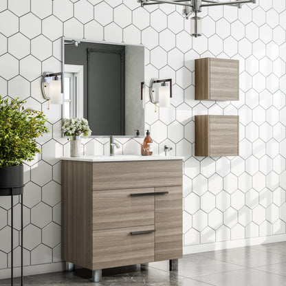 Eviva Libra 14 in. W x 7 in. D Medium Oak Wall Mounted Linen Cabinet