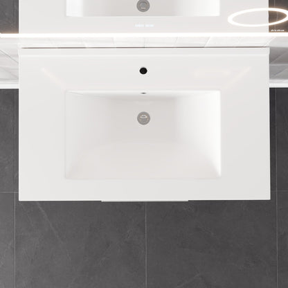 Galsaky 24 in. Wenge Wall Mount Single Sink Bath Vanity with Porcelain Top and Integrated Sink