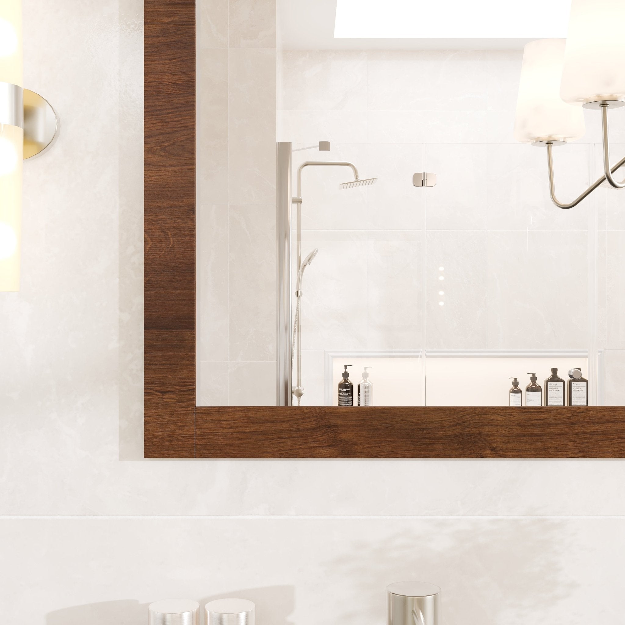 Eviva Sun 42" x 32" Rectangular Rosewood Wooden Framed Mirror - Mirror by Eviva