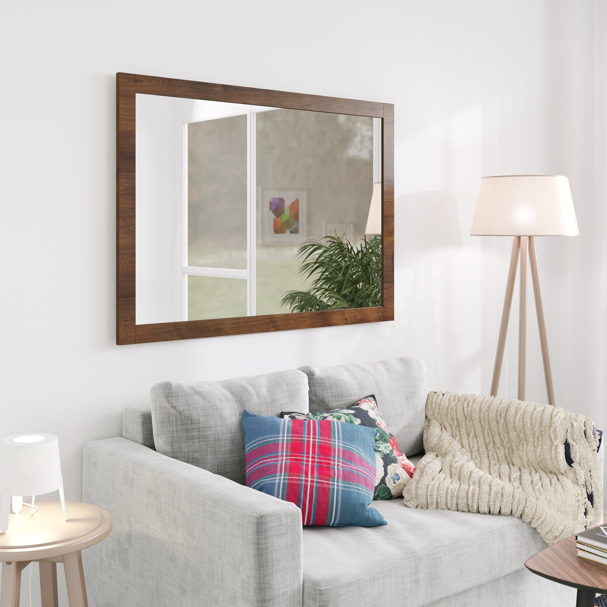 Eviva Sun 42" x 32" Rectangular Rosewood Wooden Framed Mirror - Mirror by Eviva