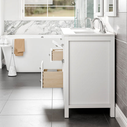 Memphis 60 in. White Double Sink  Bath Vanity with Carrara Quartz Top and Undermount Porcelain Sinks