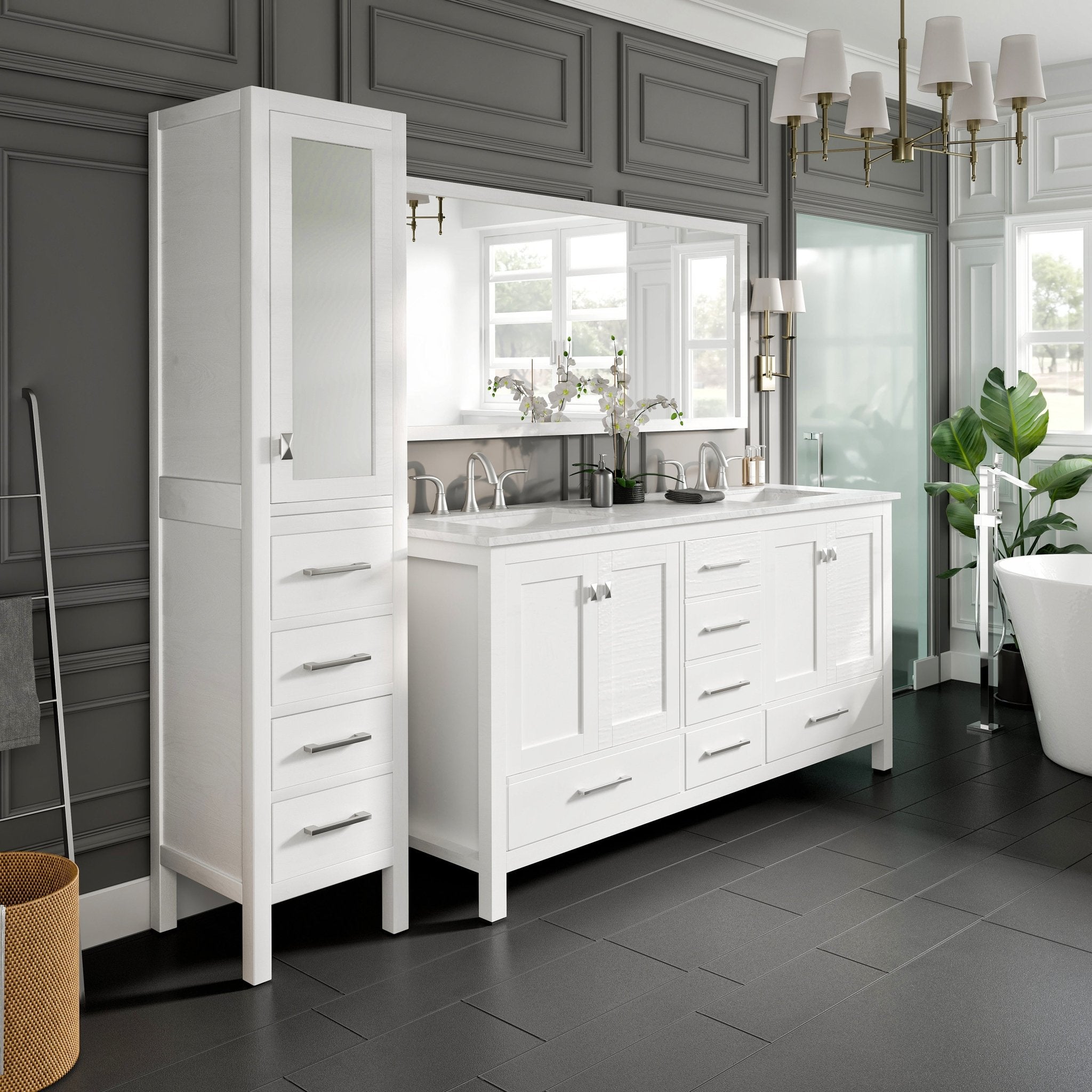 Eviva Aberdeen 18 in. W x 20 in. D White Freestanding Linen Cabinet - Bathroom Cabinet by Eviva