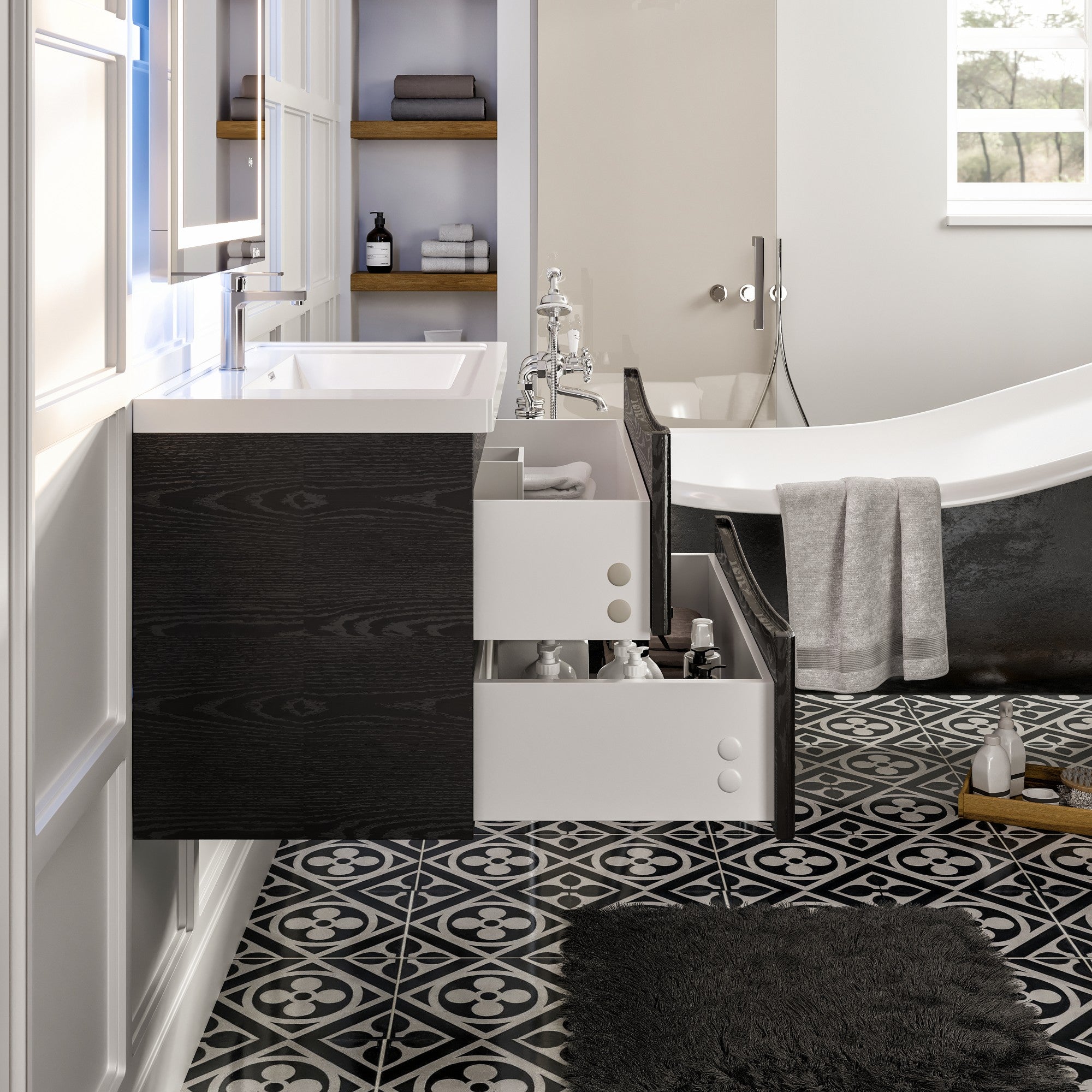 Smile 36" Chestnut Wall Mount Single Sink Bath Vanity with Acrylic Top and Integrated Sink