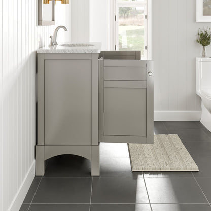 New York 36 in. Gray Single Sink Bath Vanity with Carrara Marble Top and Undermount Porcelain Sink