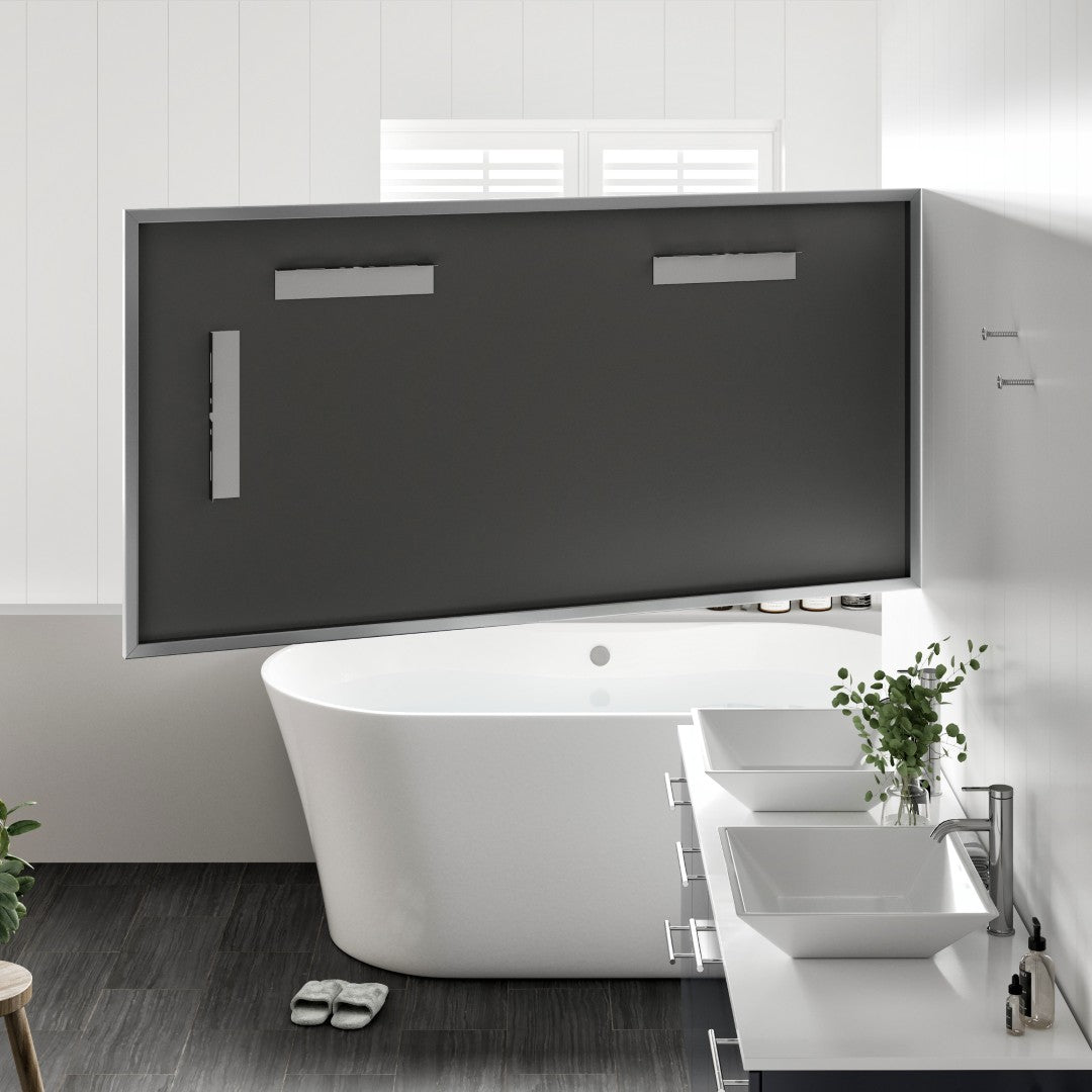 Eviva Vista 60" x 30" Rectangular Brushed Nickel Metal Framed Mirror
