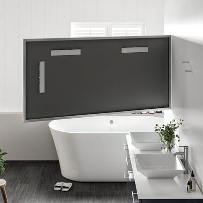 Eviva Vista 60" x 30" Rectangular Brushed Nickel Metal Framed Mirror