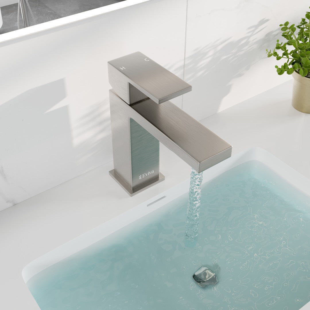 Eviva Ella Single-Handle Waterfall Single-Hole Bathroom Faucet with Deckplate Included in Brushed Nickel