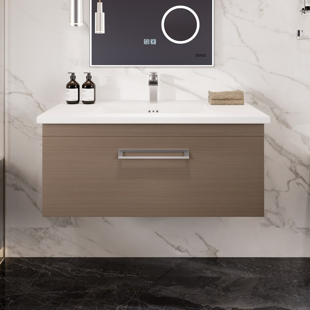Orleans 38 in. Wenge Wall Mount Single Sink Bath Vanity with Porcelain Top and Integrated Sink