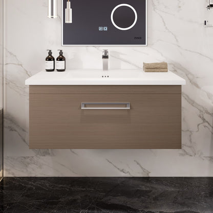 Orleans 38 in. Wenge Wall Mount Single Sink Bath Vanity with Porcelain Top and Integrated Sink