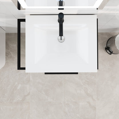 Marina 27 in. Dark Walnut Single Sink Bath Vanity with Porcelain Top and Integrated Sink