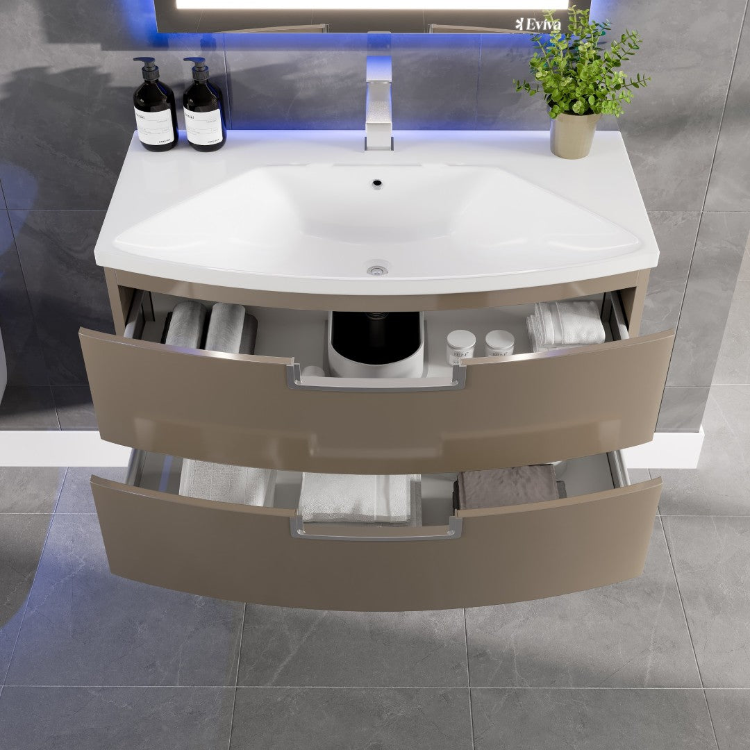 Lola 40 in. Cedar Espresso Wall Mount Single Sink Bath Vanity with Acrylic Top and Integrated Sink