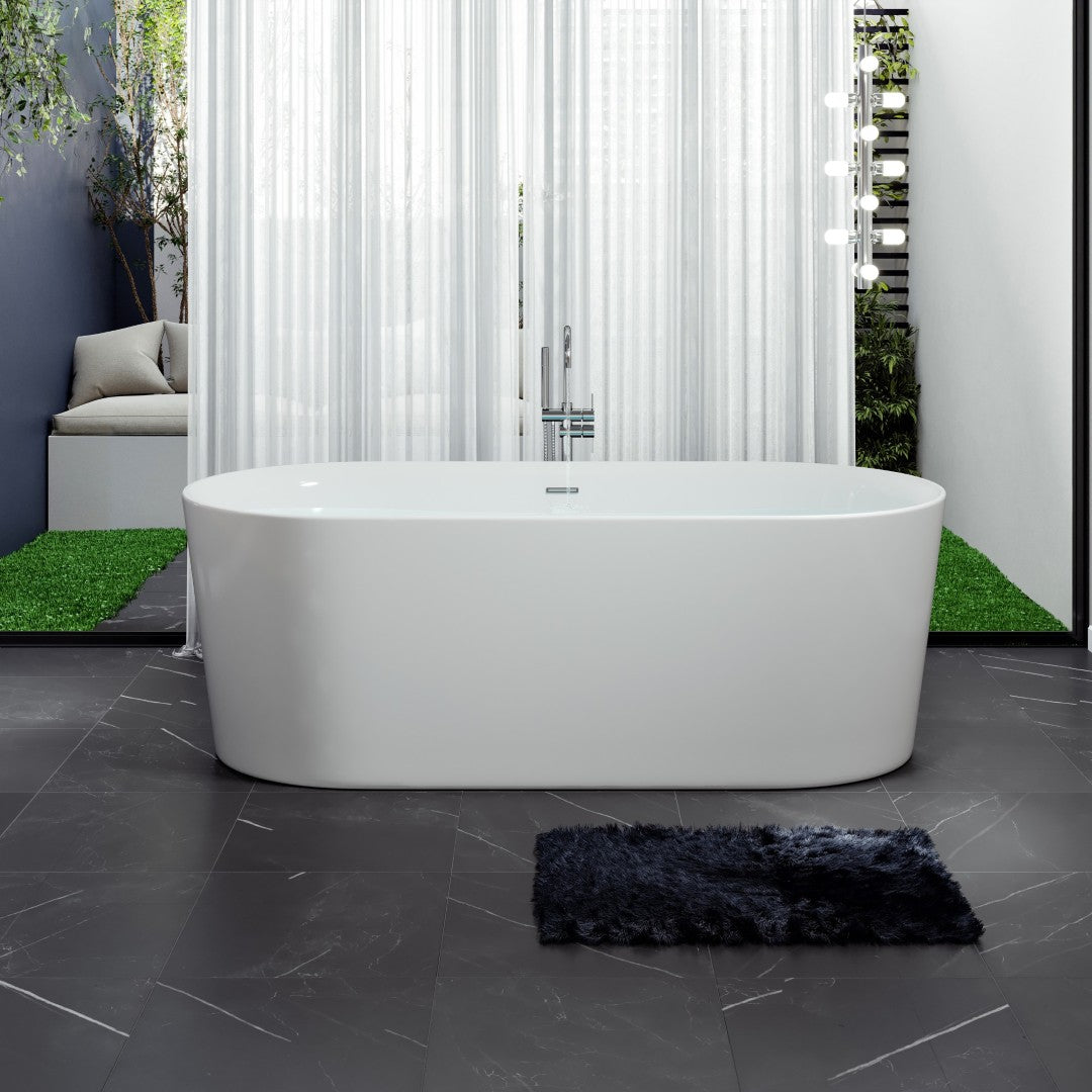 Eviva Rejoice 60" Glossy White Acrylic Freestanding Bathtub