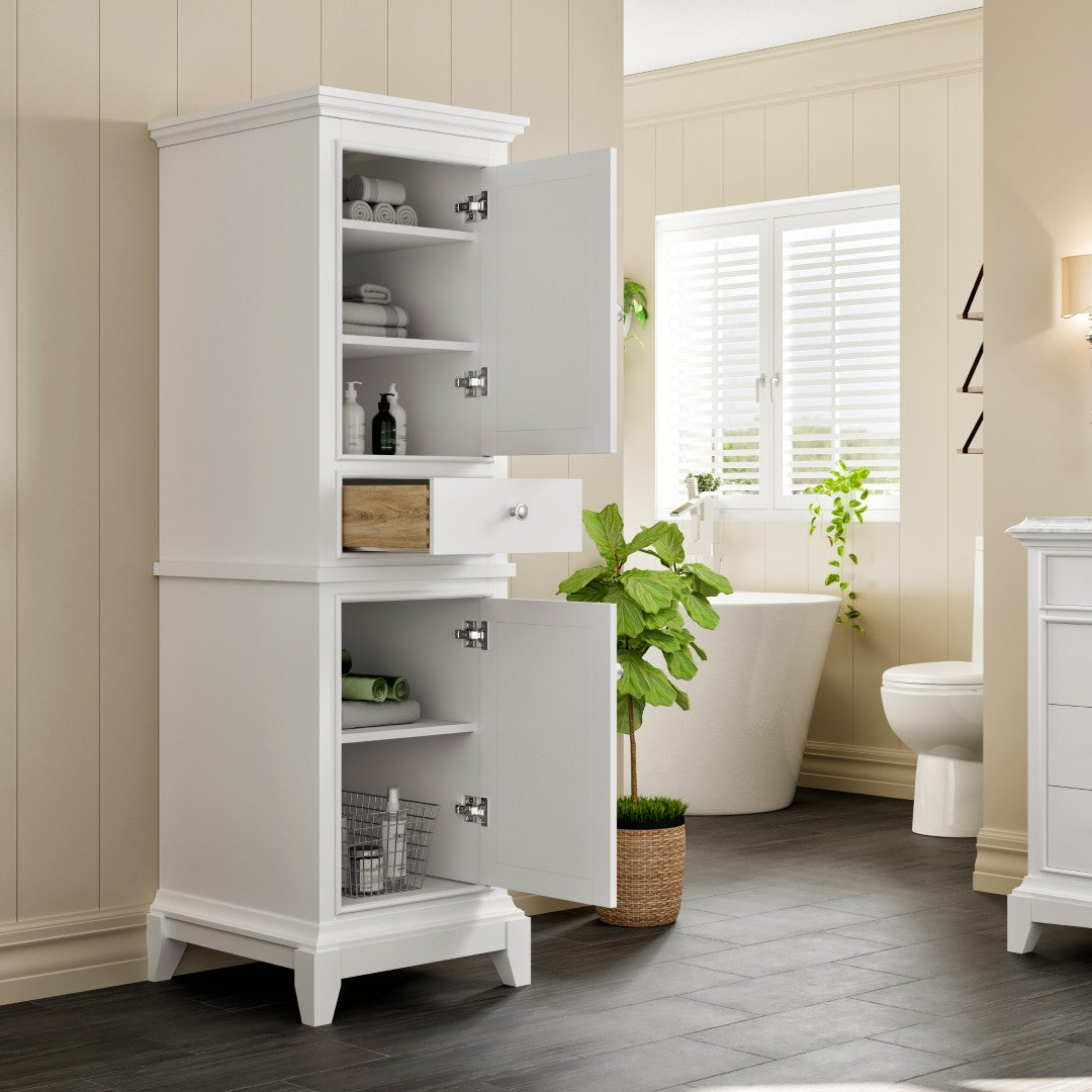 Eviva Elite Stamford 21 in. W x 18 in. D White Freestanding Linen Cabinet