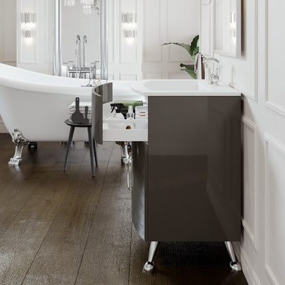 Lina 24 in. Gray Single Sink Bath Vanity with Porcelain Top and Integrated Sink