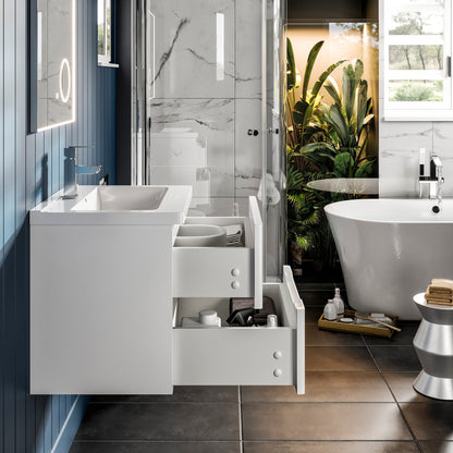 Maui 24 in. White Wall Mount Single Sink Bath Vanity with Acrylic Top and Integrated Sink