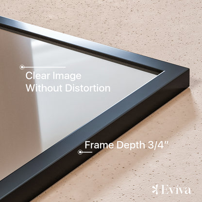 Eviva Black 36" x 30" Rectangular Black Metal Framed Mirror