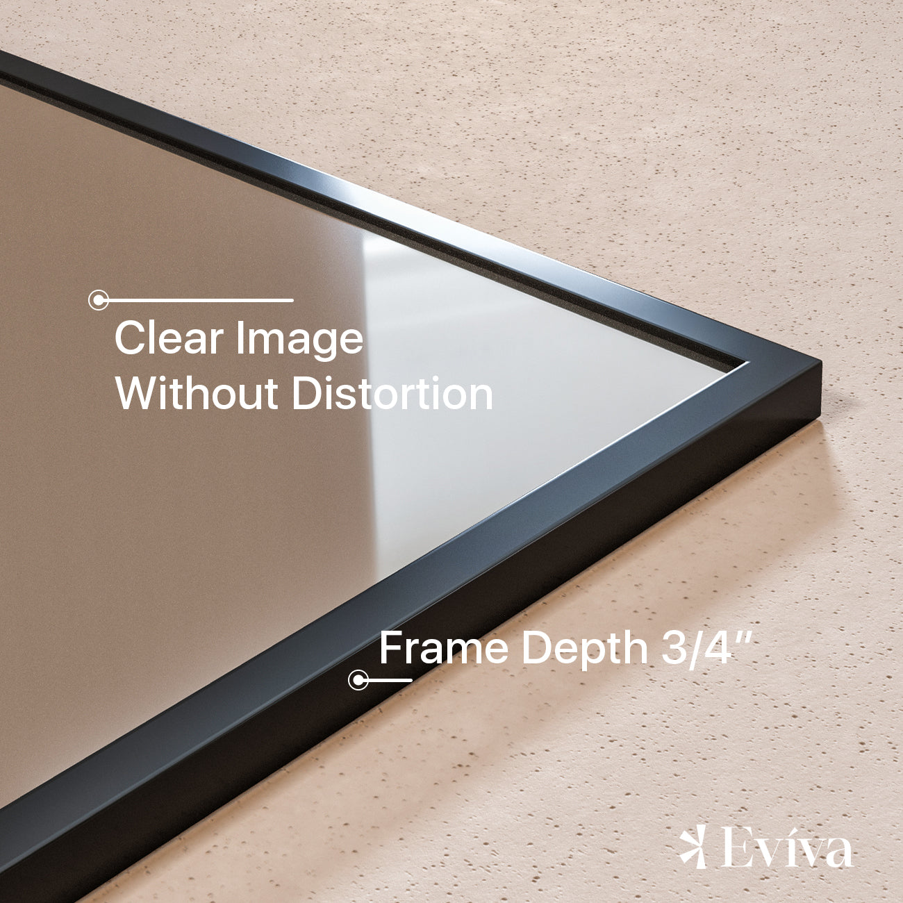 Eviva Black 60" x 30" Rectangular Black Metal Framed Mirror