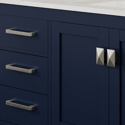 Aberdeen 54 in. Blue Single Sink Bath Vanity with Carrara Quartz Top and Undermount Porcelain Sink