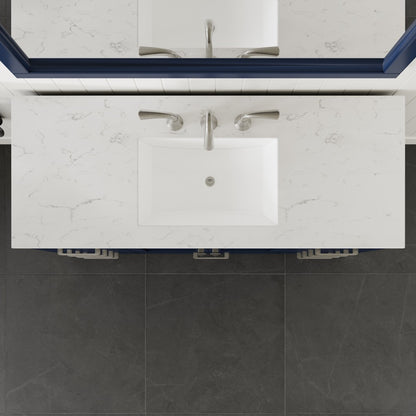 Aberdeen 54 in. Blue Single Sink Bath Vanity with Carrara Quartz Top and Undermount Porcelain Sink