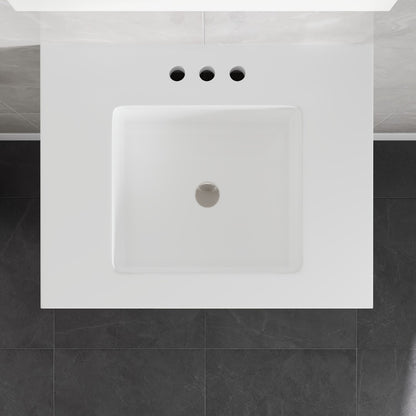 Cambridge 24 in. White Single Sink Bath Vanity with Quartz Top and Undermount Porcelain Sink