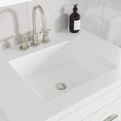 Cambridge 24 in. White Single Sink Bath Vanity with Quartz Top and Undermount Porcelain Sink