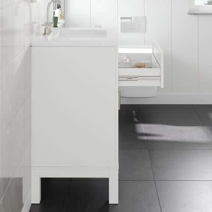 Cambridge 24 in. White Single Sink Bath Vanity with Quartz Top and Undermount Porcelain Sink