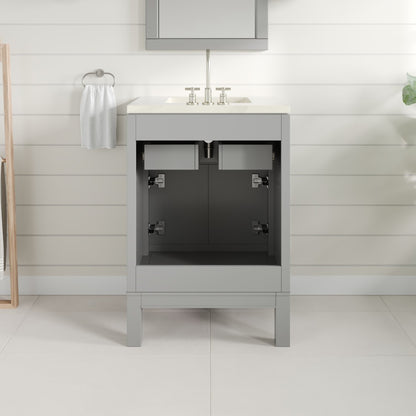 Cambridge 24 in. Gray Single Sink Bath Vanity with Quartz Top and Undermount Porcelain Sink