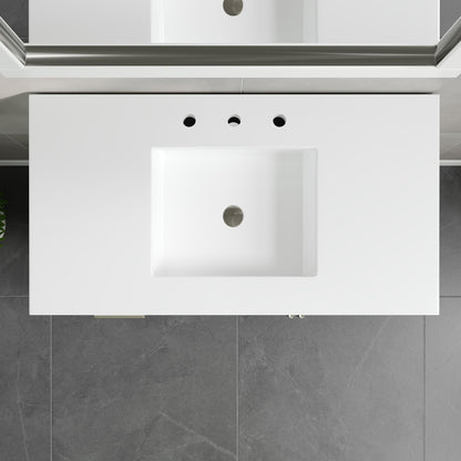 Cambridge 36 in. White Single Sink Bath Vanity with Quartz Top and Undermount Porcelain Sink