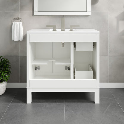 Cambridge 36 in. White Single Sink Bath Vanity with Quartz Top and Undermount Porcelain Sink