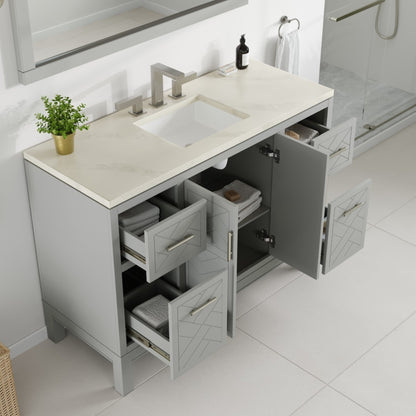 Cambridge 48 in. Gray Single Sink Bath Vanity with Quartz Top and Undermount Porcelain Sink