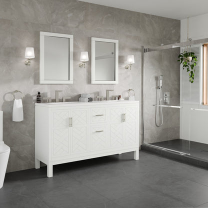 Cambridge 60 in. White Double Sink Bath Vanity with Quartz Top and Undermount Porcelain Sinks