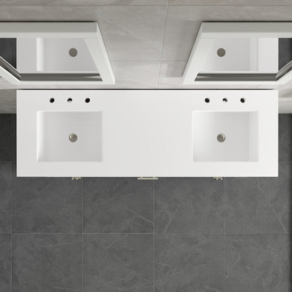 Cambridge 60 in. White Double Sink Bath Vanity with Quartz Top and Undermount Porcelain Sinks