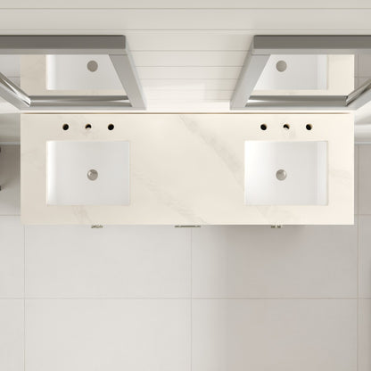 Cambridge 60 in. Gray Double Sink Bath Vanity with Quartz Top and Undermount Porcelain Sinks